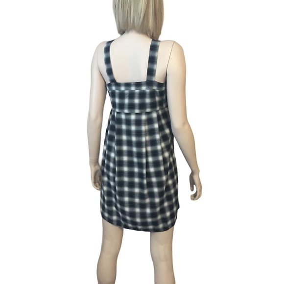 H&M Conscious 100% Organic Cotton Buffalo Plaid Jumper Dress Tunic Pockets - Picture 8 of 16